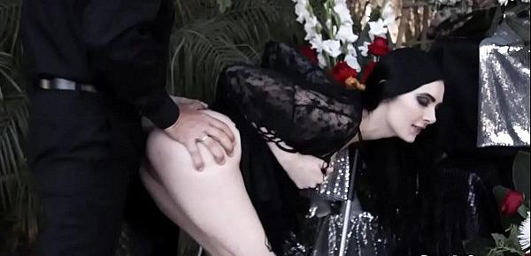  Goth girl Marley Brinx fucked at the funeral